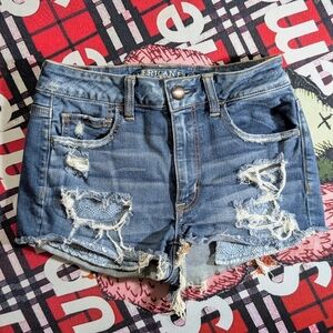 American Eagle Outfitters Super Stretch Distressed  Shorties Jean Shorts